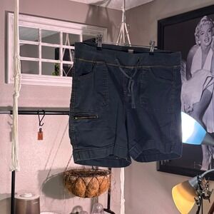 Jag Jeans Womens Size 12 Navy Blue Pull On Cargo Shorts Drawstring Waist Pockets